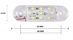 Светодиоден маркер габарит токос бяла светлина със 9 LED ЛЕД за бус ван ремарке каравана платформа 24V