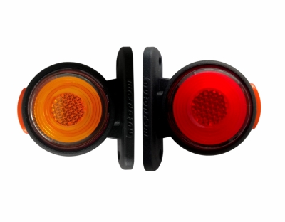 2 броя LED 12 - 24V Гумени Диодни Странични Маркери Рогчета Светлини Неон Ефект За Камион Ремарке Платформа Оранжево Червено