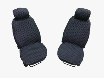 1+1 комплект плътни текстилени калъфи / тапицерия за седалки цвят черен