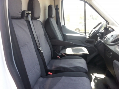 2+1 комплект калъфи / тапицерия - специално ушити за Ford Transit 2013+ - пасват перфектно - с отвор за барчето на седалка - LUXE черно-сиво