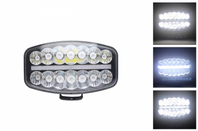 80W LED Лед Фар Халоген, Три Функции, Неон ефект, Neon 24,5см x 13,9см, 4100lm, 12V - 24V, E-Mark Подходящ За DAF MAN Scania Volvo и др.