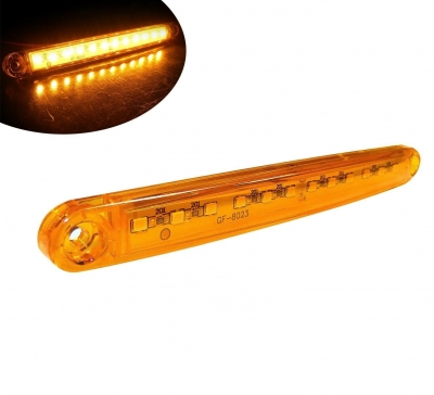 1 брой ЛЕД LED Оранжев Жълт Диоден Маркер Габарит Токос със 12 светодиода за камион ремарке бус ван каравана платформа 12V MAR870