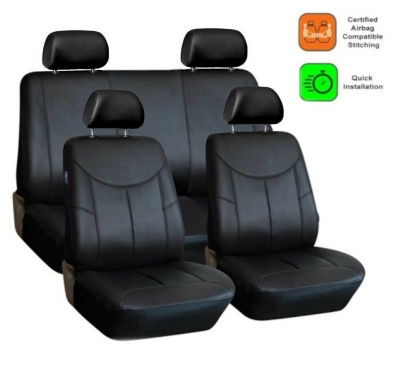 Универсални калъфи за предни и задни седалки на автомобил кола такси taxi  тапицерия пълен комплект от еко кожа в черно