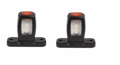 Комплект 2 броя - 83mm - LED странични гумени рогчета / маркери Габаритни светлини за камиони, тирове и ремаркета - широка основа - 12V / 24V - бяло oранжево червено