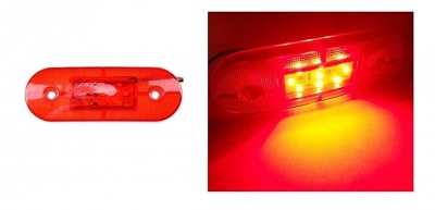 24V ЛЕД LED Червен диоден маркер габарит токос със 9 светодиода за камион ремарке бус ван каравана платформа и др.
