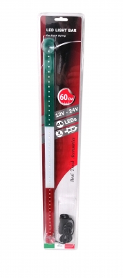Светещ лед бар 60 cm 45 LED 12V - 24V зелено-бяло-червено IT Italy флаг знаме Италия