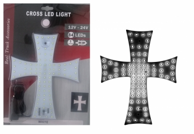 Сетодиоден светещ кръст бял 84 LED ЛЕД 12V -24V 245 x 200 mm