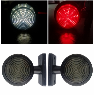 Комплект от 2 броя 12-24V ЛЕД LED Диодни Странични Маркери Рогчета Светлини Опушено Стъкло За Камион Ремарке Каравана Кемпер АТВ бяло - червено 2X MAR826