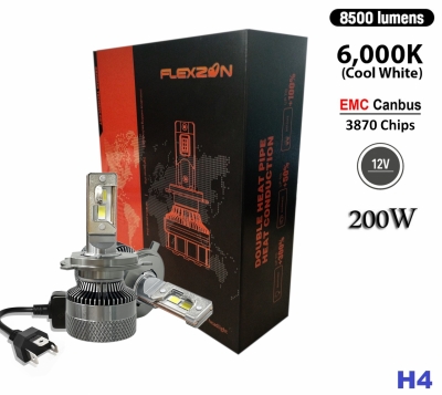 Комплект от 2 броя LED ЛЕД диодни крушки H4 Х4 12V 200W 17000lm за фарове Canbus без грешки 6000К къси/дълги