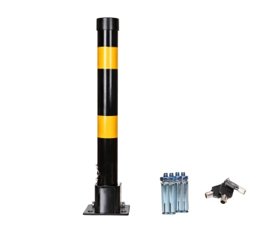 Сгъваем стоманен стълб / колче за ограничаване на паркоместа със заключваща система – 60 см, 3 ключа