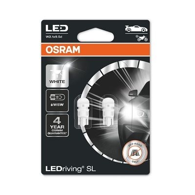 Комплект LED лампи за автомобил Osram LEDriving SL, W5W, 2825DWP-02B, 1W, 12V, W2.1X9.5D, бели, 2бр