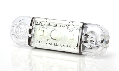 LED Светодиоден Габарит, Маркер, Токос, Бял, Е-Mark, 3 LED, 12V-24V, 8,4 см