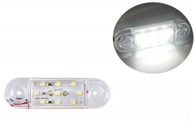 Светодиоден маркер габарит токос бяла светлина със 9 LED ЛЕД за  бус ван ремарке каравана платформа 12V