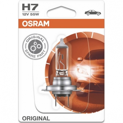 Комплект от 2 броя халогенни крушки за фар Osram H7 Standard, 12V 55W