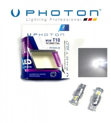 Комплект от 2 броя LED ЛЕД Крушки 6 SMD T10 W5W 12V Бяла Светлина Бели 6000К Photon EXCLUSIVE серия