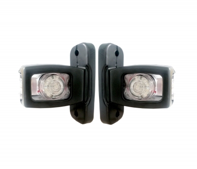 Комплект 2 броя ЛЕД LED Диодни странични гумени рогчета маркери габаритни светлини за камиони тирове и ремаркета платформи и др. с широка основа 12V- 24V - бяло oранжево червено
