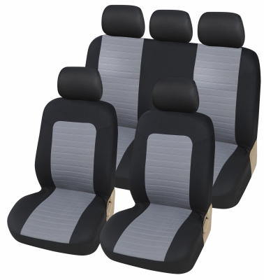 Универсална Авто тапицерия Kалъфи За Седалки Пълен Комплект Сиво Черно