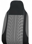 Комплект 2 + 1 тапицария/калъфи за бус/ван с шарка "грайфер" - текстил - сиво и черно - 5 части
