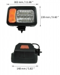 Десен LED фар - къси / дълги светлини, мигач, рефлектор - подходящ за трактор, комбайн, багер и др - 16 диода