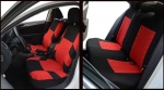 Нова универсална текстилна авто тапицерия, калъфи за автомобилни седалки, пълен комплект, 9 части в червено-черно