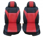 1+1 Комплект универсални калъфи  тапицерия за предни седалки на автомобил  бус джип еко кожа червено с черно