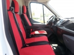 2+1 комплект калъфи / тапицерия - специално ушити за Ford Transit 2013+ - пасват перфектно - с отвор за барчето на двойната седалка - черно и червено