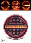 Комплект LED Светодиодни Стопове с Динамичен "Бягащ" Мигач, Неон Ефект, Кръгли, Тип "Хамбургер", Ø13.9см , 3 Функции, Е-Мark, Е9, 12V-24V