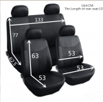 Пълен Комплект Калъфи Тапицерия За Автомобил За Предни и Задни Седалки Еко Кожа Сиво Черно 8 Части