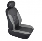 Комплект калъфи за предни и задни седалки, тапицерия за автомобил пълен комплект от Еко кожа в Черно и Сиво