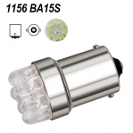 Комплект от 2 броя LED Лед Крушки за Mигач Стоп Габарит Халоген 9 LED 1156 BA15S 12V Бяла Светлина в Блистер