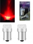 Комплект от 2 броя LED Лед Крушки за Mигач Стоп Габарит Халоген 9 LED 1156 BA15S 12V Червена Светлина в Блистер