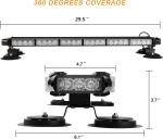 Супер мощна 54 ЛЕД LED Двустранна Аварийна Сигнална Лампа Блиц Маяк с Магнити Магнит За Пътна Помощ Платформа Снегорин 12-24V със 26 режима на работа Жълта 75 cm.