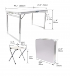 Комплект от 4 броя столове със сгъваема алуминиева маса 120 х 60 см. за пикник къмпинг градина тераса двор и др.