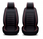 1+1 Комплект от 2 броя Универсална Кожена Тапицерия Калъфи за предни седалки Черно и Червено