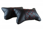 Комплект от 2 броя универсални възглавници авто възглавничка за врат за по-добър комфорт при дълъг път с автомобил черно с червен шев