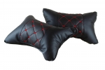 Комплект от 2 броя универсални възглавници авто възглавничка за врат за по-добър комфорт при дълъг път с автомобил черно с червен шев