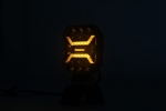 Универсална мощна LED ЛЕД диодна лампа халоген бяла и жълта оранжева светлина 27W 12V - 24V за камион трактор ролбар АТВ джип земеделски и селскостопански машини и др. 110 x 110 x 37 mm E-mark E9