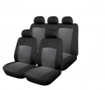 Пълен комплект авто тапицерия калъфи за седалки за Dacia Logan I 2004-2012, Dacia Logan II 2012+, сиво-черно