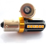 Комплект от 2 броя LED ЛЕД Крушки 24 SMD BA15S (P21W) 12V - 24V жълта / оранжева светлина EXCLUSIVE Photon