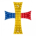 Сетодиоден светещ кръст синьо-жълто-червено RO Romania флаг знаме Румъния 84 LED ЛЕД 12V -24V 245 x 200 mm