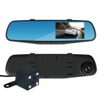 Авторегистратор видеорегистратор за автомобил с две камери предна и задна + огледало с монитор Full HD 1080P и 32 GB Micro SD Card карта с памет 12V - 24V