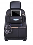 Мултифункционален органайзер за задната част на предна седалка на автомобил със 7 джоба от черна еко кожа
