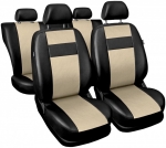 Универсални Кожени калъфи тапицерия за предни и задни седалки на автомобил кола пълен комплект от еко кожа в черно и бежово