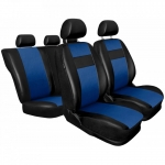 Универсални Кожени калъфи тапицерия за предни и задни седалки на автомобил кола пълен комплект от еко кожа в черно и синьо