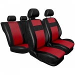 Универсални Кожени калъфи тапицерия за предни и задни седалки на автомобил кола пълен комплект от еко кожа в черно и червено