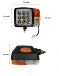 Комплект LED Фарове с Мигач, Габарит,  Подходящ за Трактор, Комбайн, Багер, Снегорин и др - 9 диода (27W,  2200-2700 lm за всяка светлина)