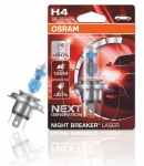 Комплект от 2 броя Халогенна крушка за фар Osram H4 Night Breaker Laser Next Gen +150%,60/55W, 12V, P43T