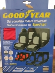 Универсална тапицерия пълен комплект калъфи за предни и задни цели седалки от текстил в червено-черно Goodyear Гудиър