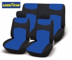 Универсална тапицерия пълен комплект калъфи за предни и задни цели седалки от текстил в синьо-черно Goodyear Гудиър GDY0411