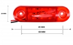 Светодиоден маркер габарит токос червена светлина със 9 LED ЛЕД за бус ван ремарке каравана платформа 12V